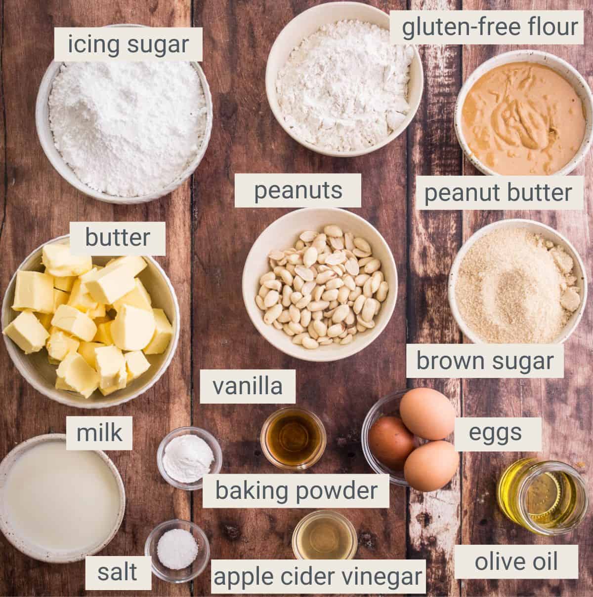 cake ingredients on a table.
