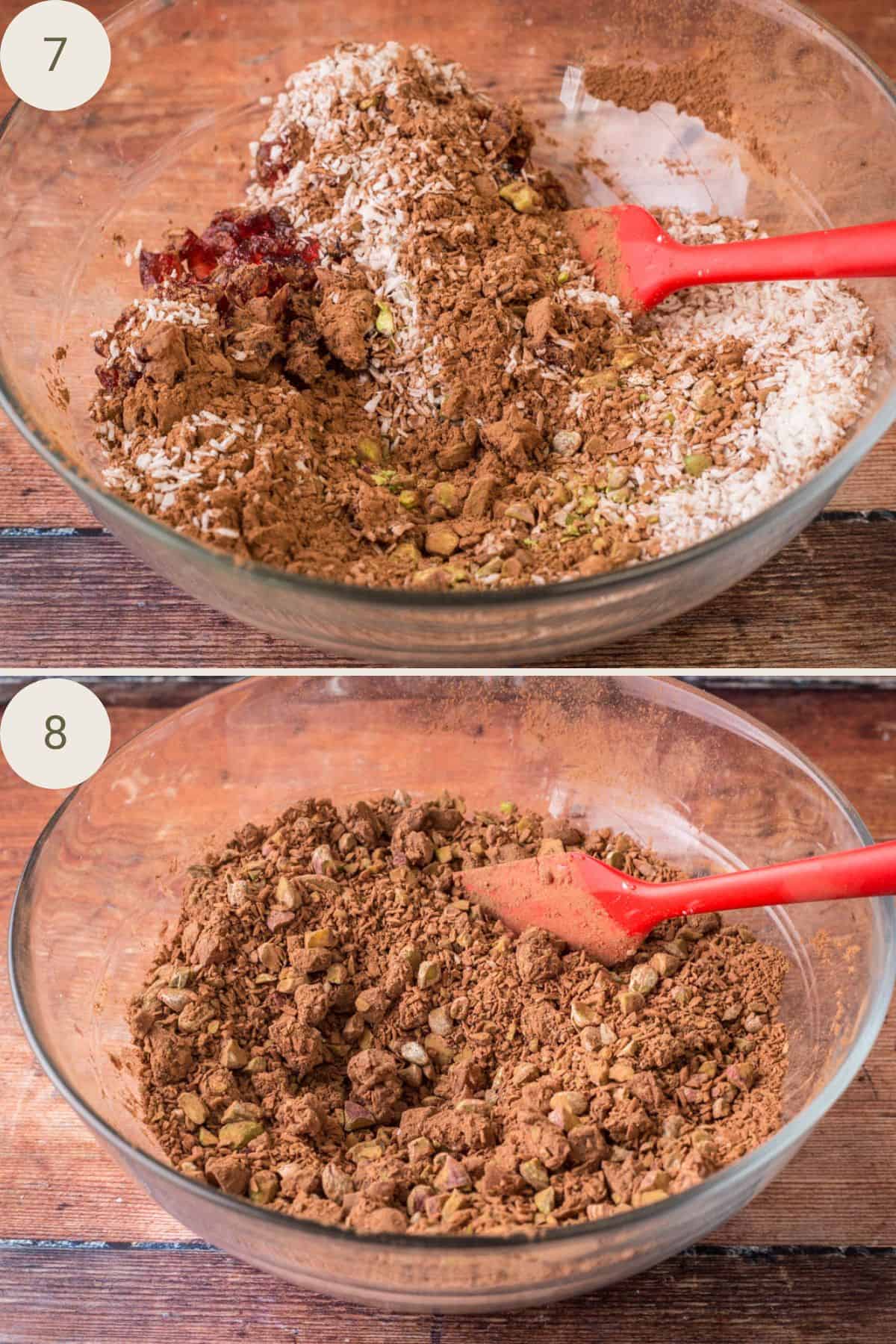 Dry ingredients mixed together in a large mixing bowl.