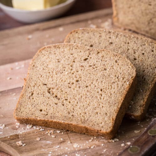 Slices of Gluten-Free Brown bread showing lovely crumb.