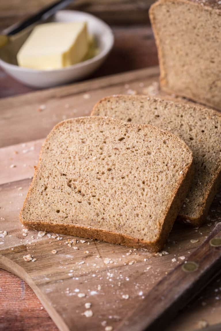 Slices of Gluten-Free Brown bread showing lovely crumb.