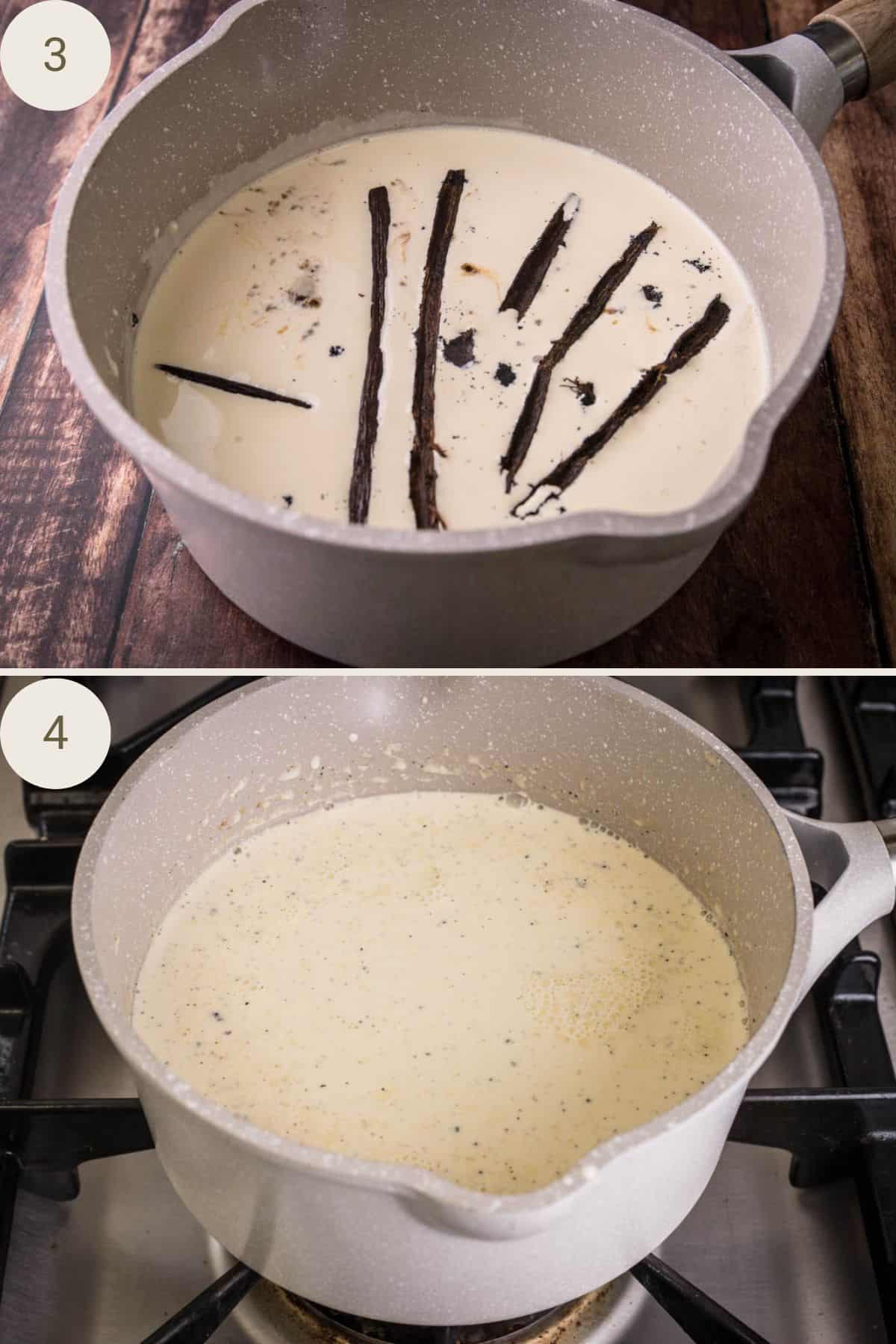 Cream, milk, vanilla, liquid glucose, espresso powder and salt in a saucepan heated until 60C.