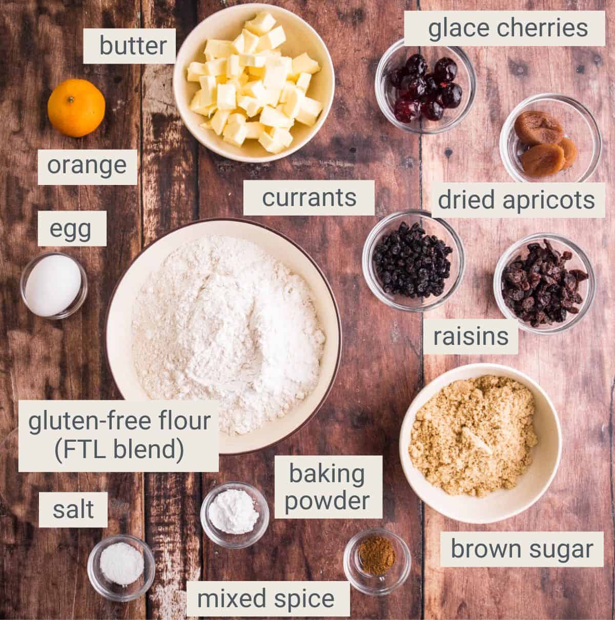Rock Cakes ingredients on a table.