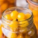 Pinterest image for Pickled Mirabelle Plums.