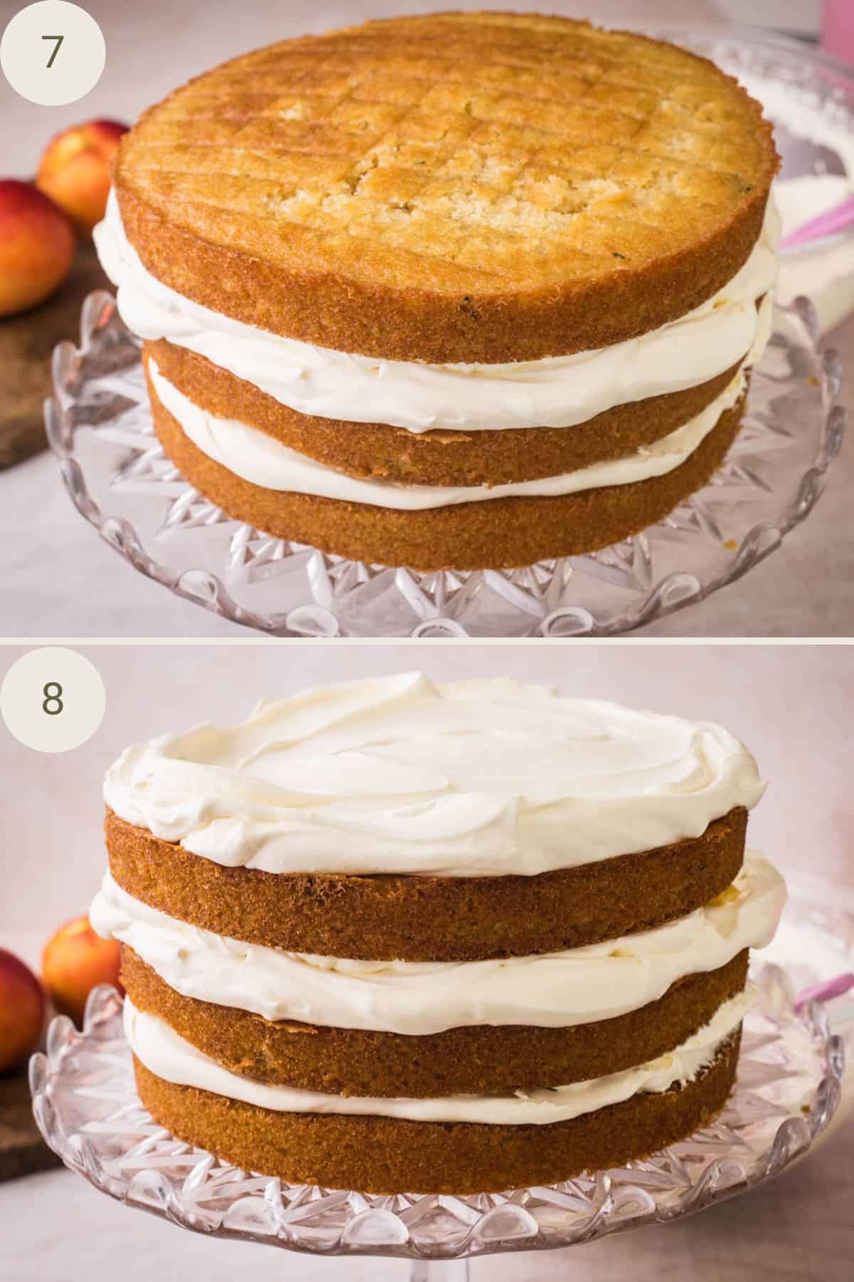 Three sponge layers filled and then topped with fresh cream filling.