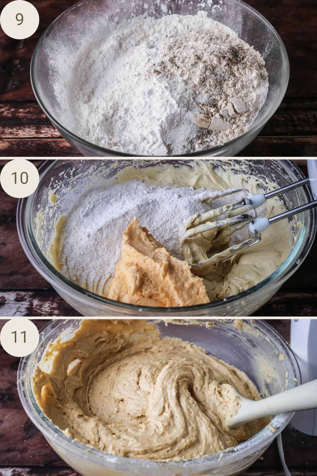 Flour ingredients for Sweet Potato Cake in a bowl. Added to batter along with sweet potato and mixed together.