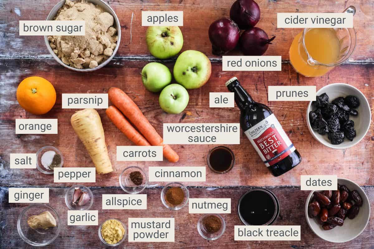 Christmas Ale Chutney ingredients.