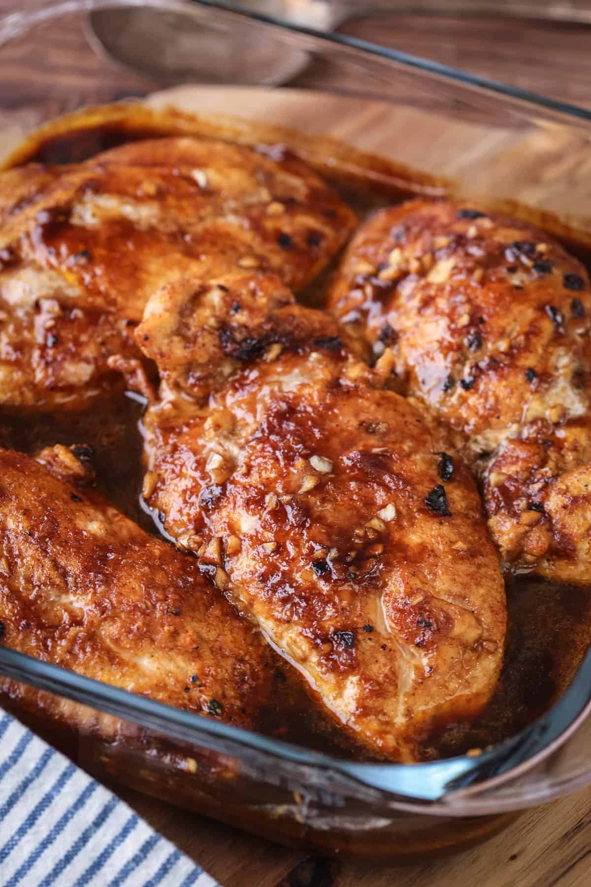 Devilled Chicken baked in ovenproof dish.