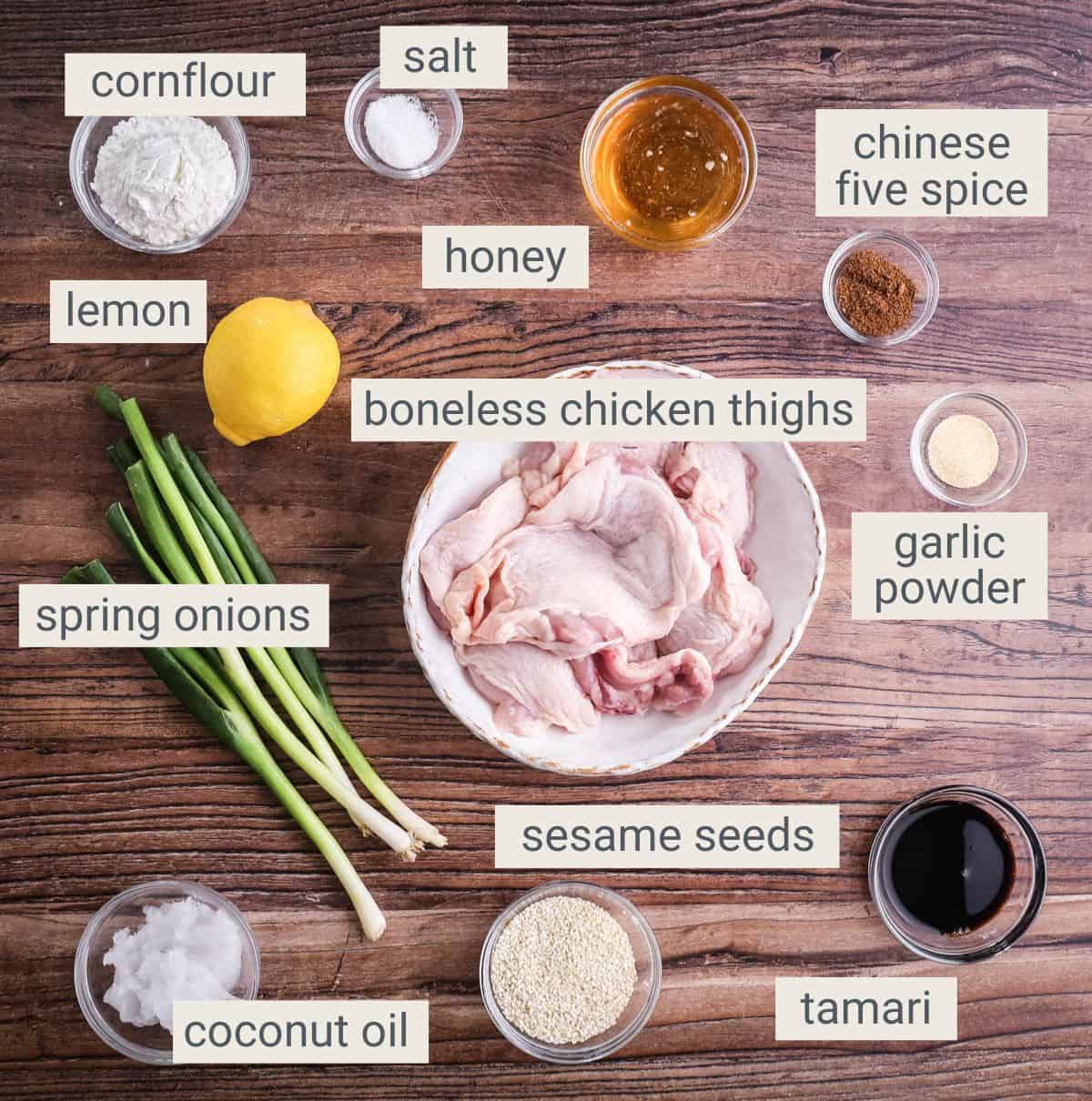 Lemon Honey Chicken ingredients.