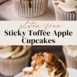Gluten-Free Sticky Toffee Apple Cupcakes pin image.