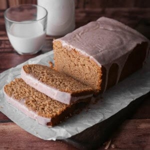 Apple Butter Cake sliced to show its soft moist tender crumb.