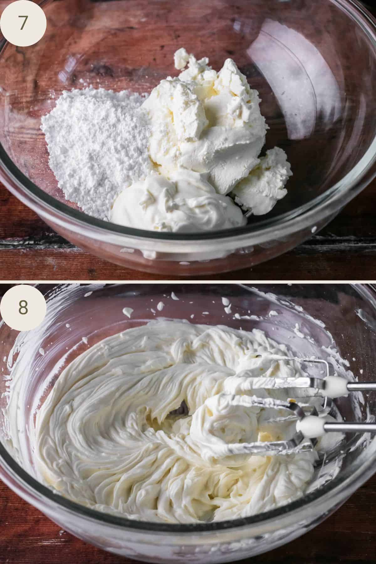 Filling ingredients added to large mixing bowl and whipped to combine.