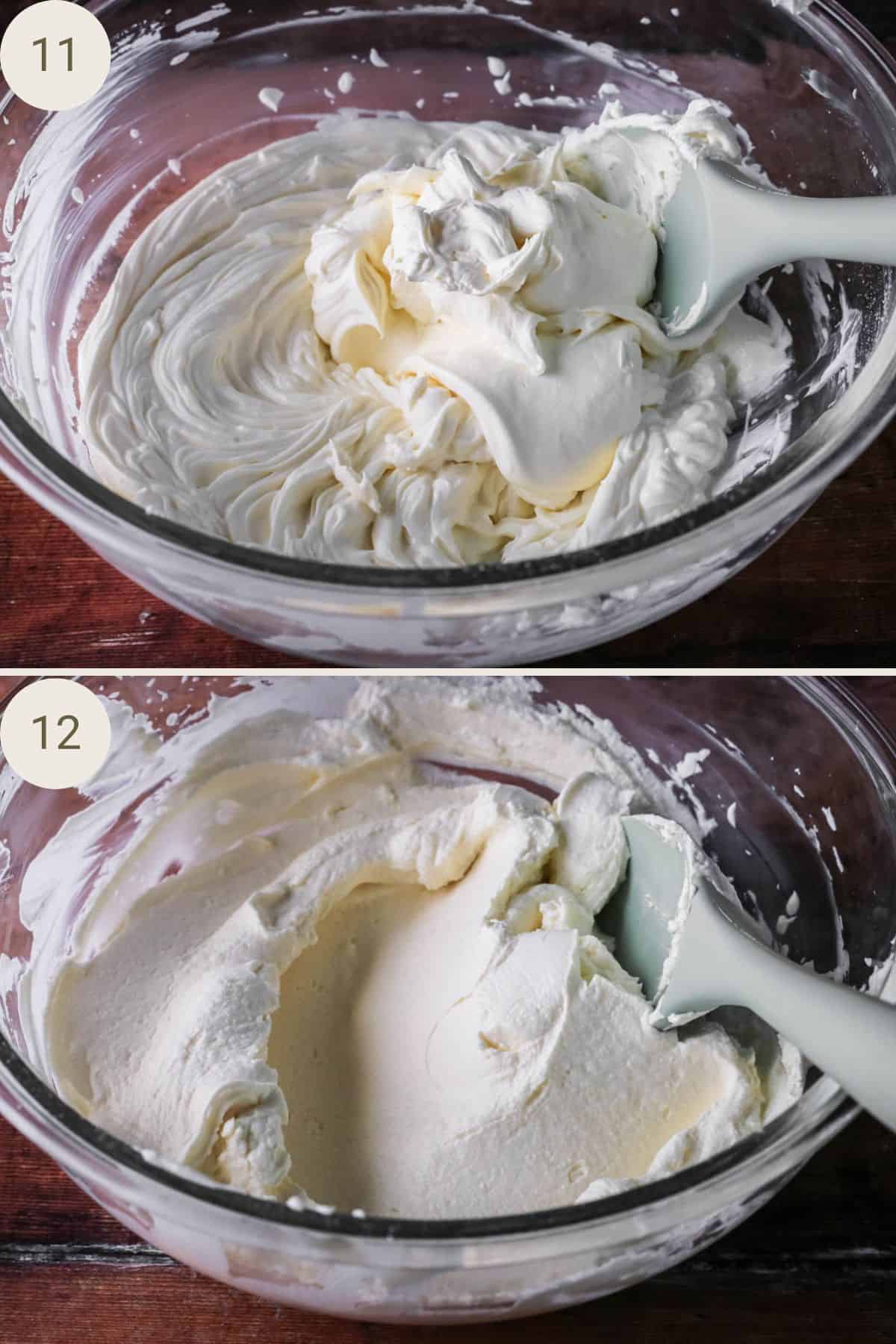 Double cream added to filling ingredients and folded in gently to combine.