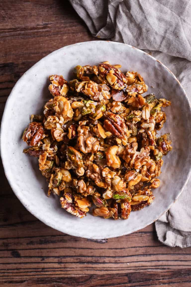 Whole Caramelised Nuts in a bowl.
