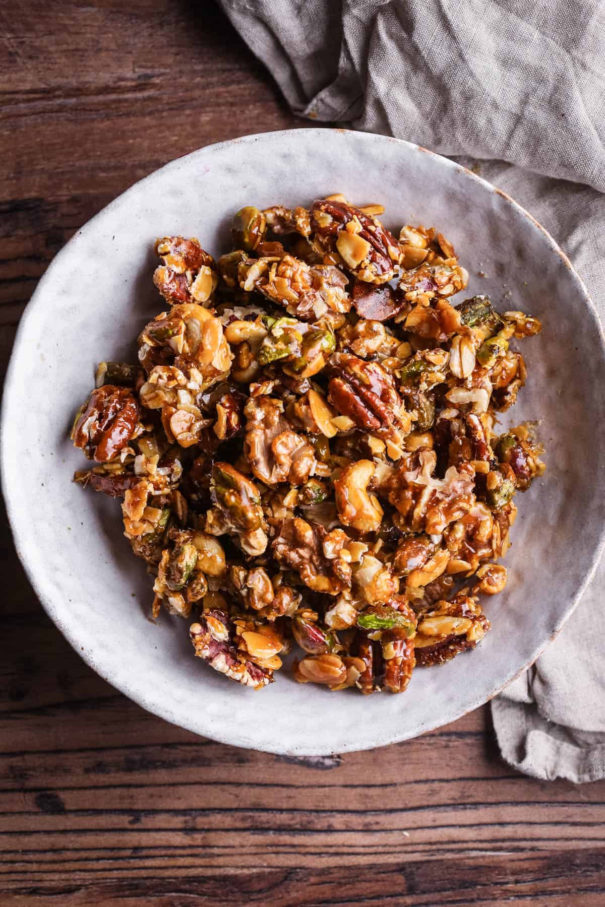 Whole Caramelised Nuts in a bowl.