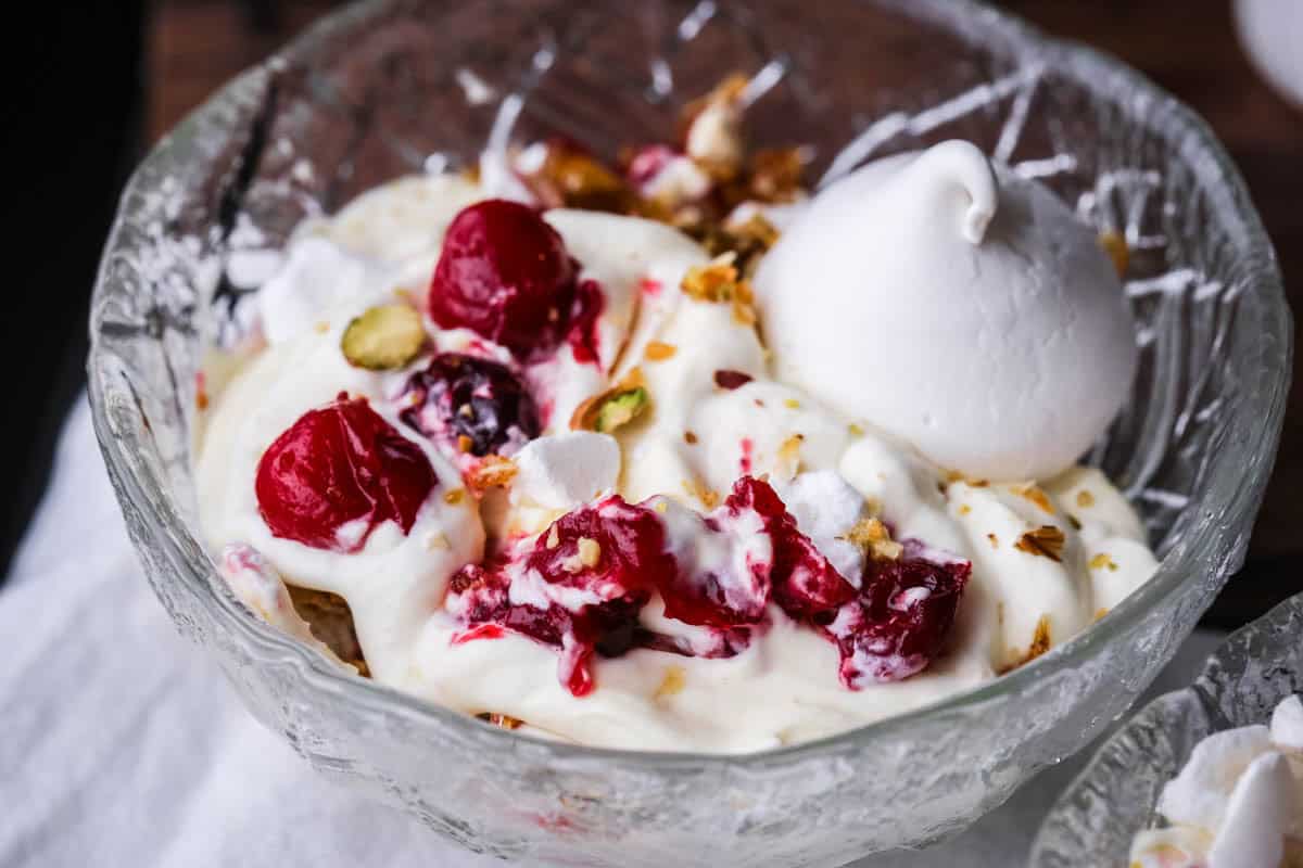 Festive Eton Mess in a bowl.