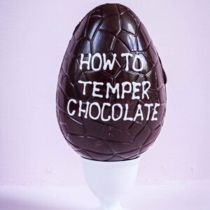 Tempered Chocolate moulded to Easter Egg shape.