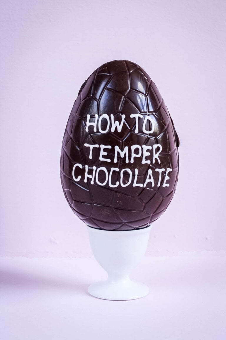 Tempered Chocolate moulded to Easter Egg shape.