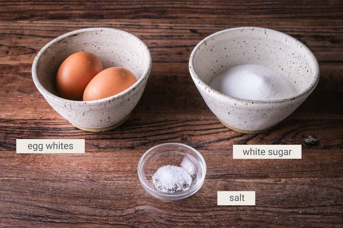 Meringue Kisses ingredients.