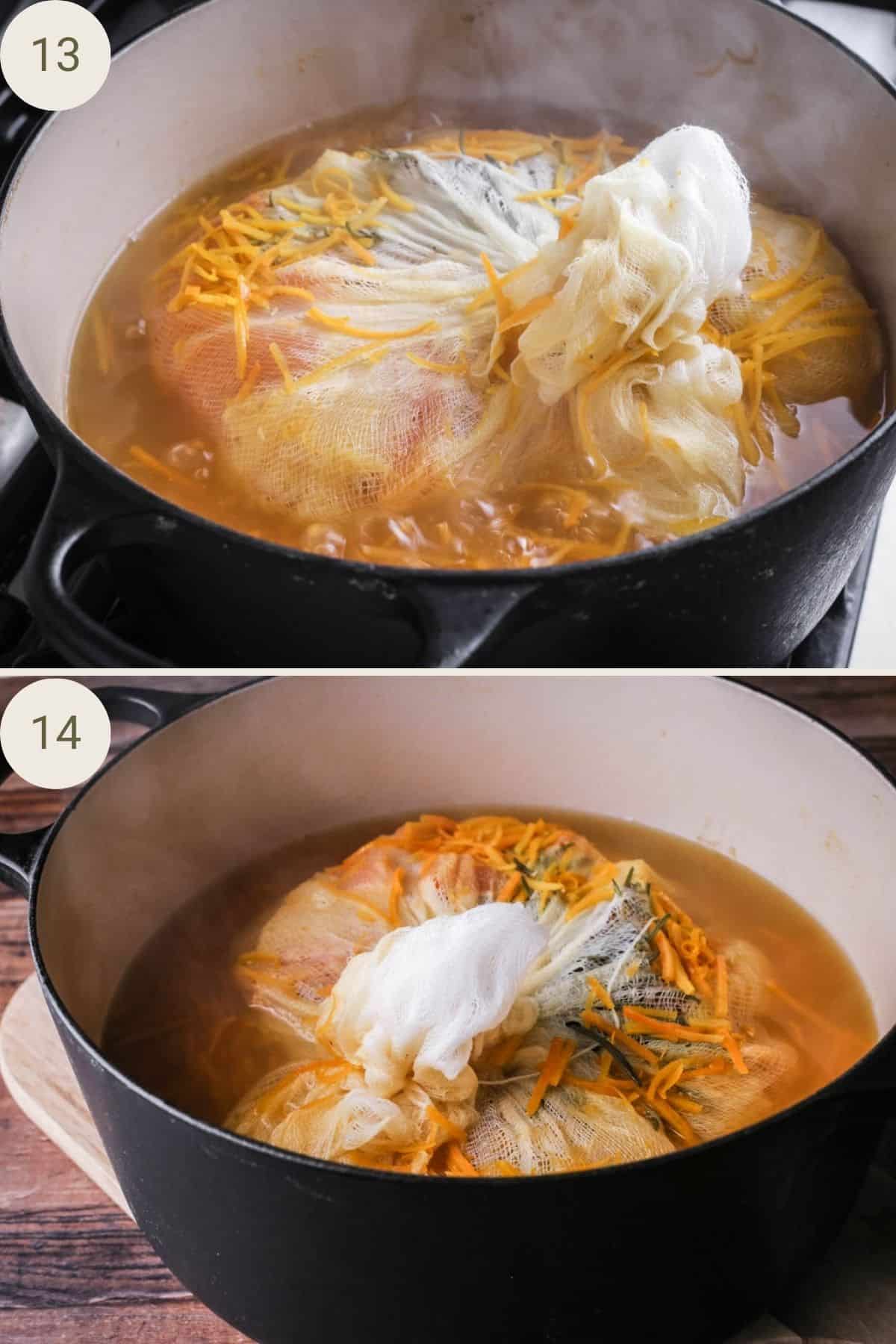 Preserving pan put on heat and boiled for 2 hours.