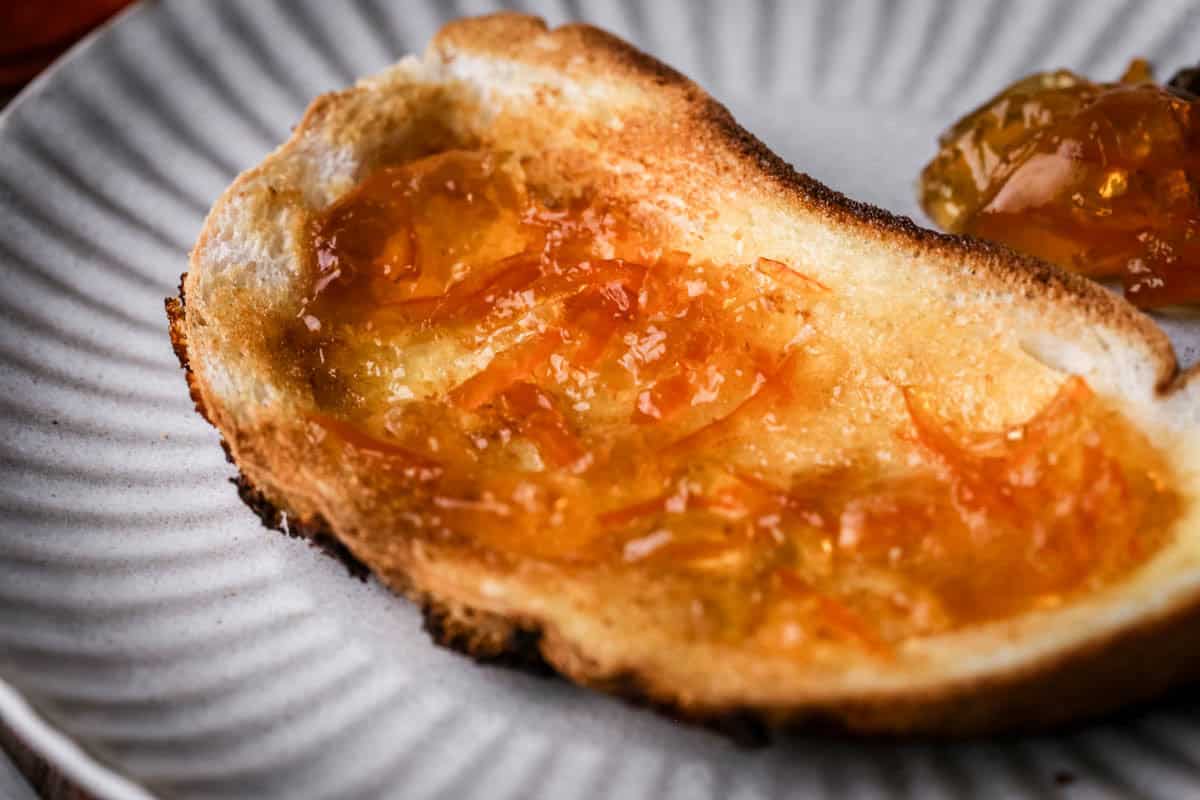 Marmalade spread on toast.