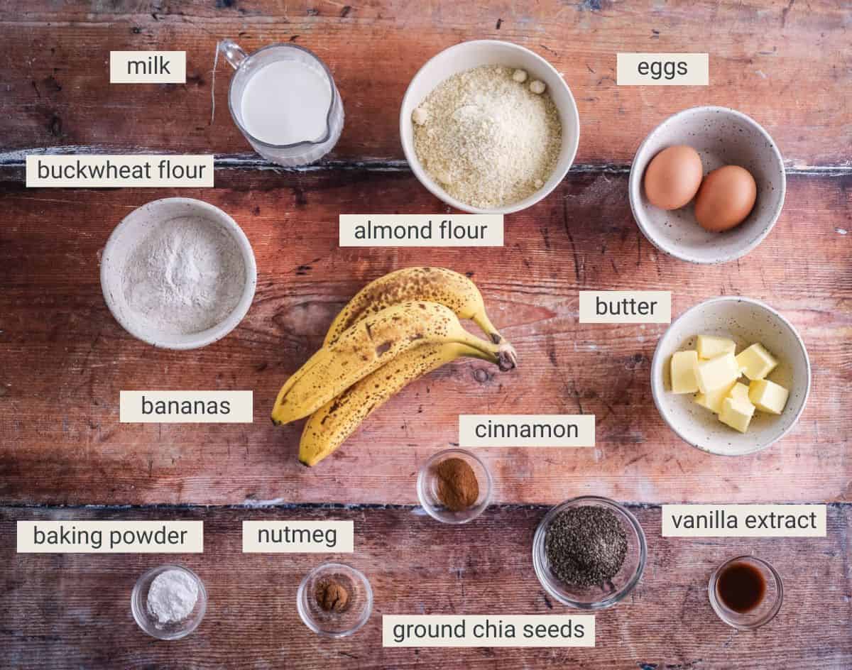Banana Pancake ingredients on a table.