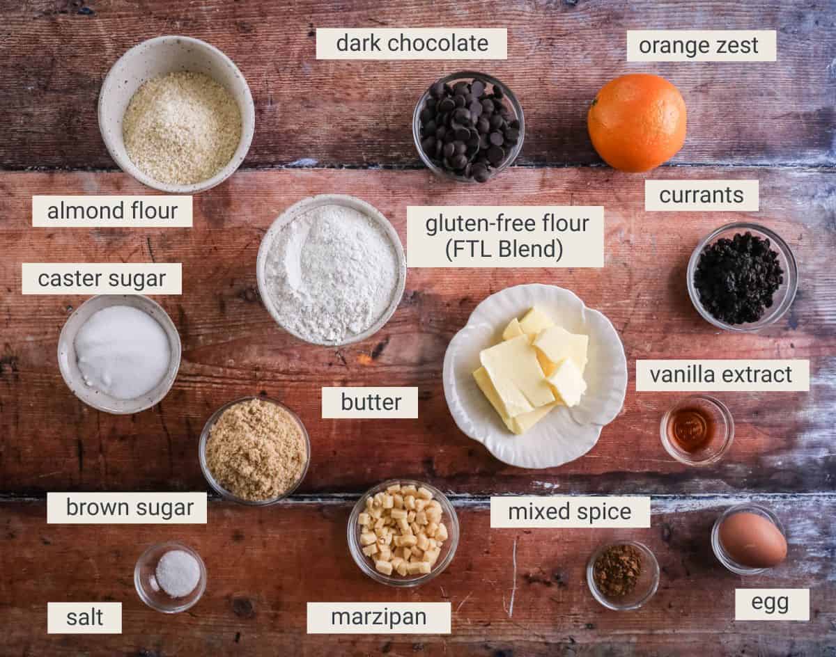 Easter cookies ingredients on a table.