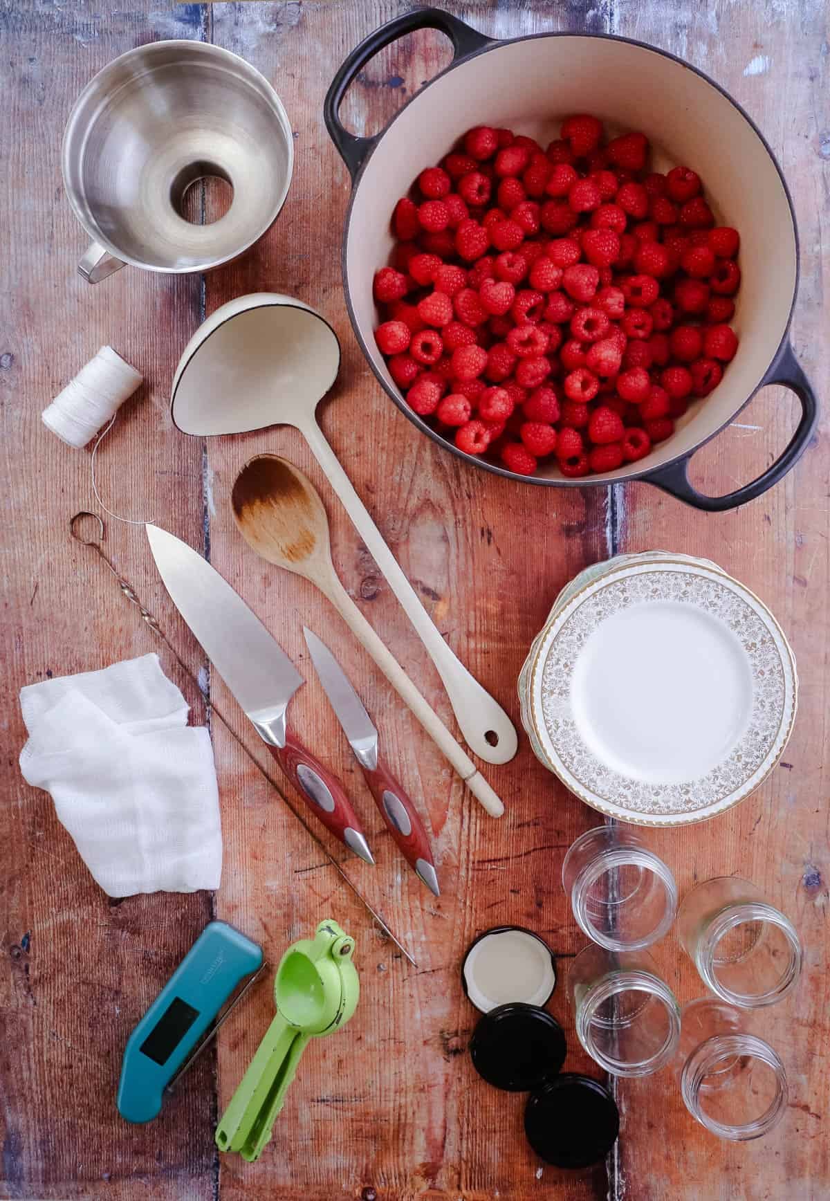 Chutney & Jam Making Equipment on a table.