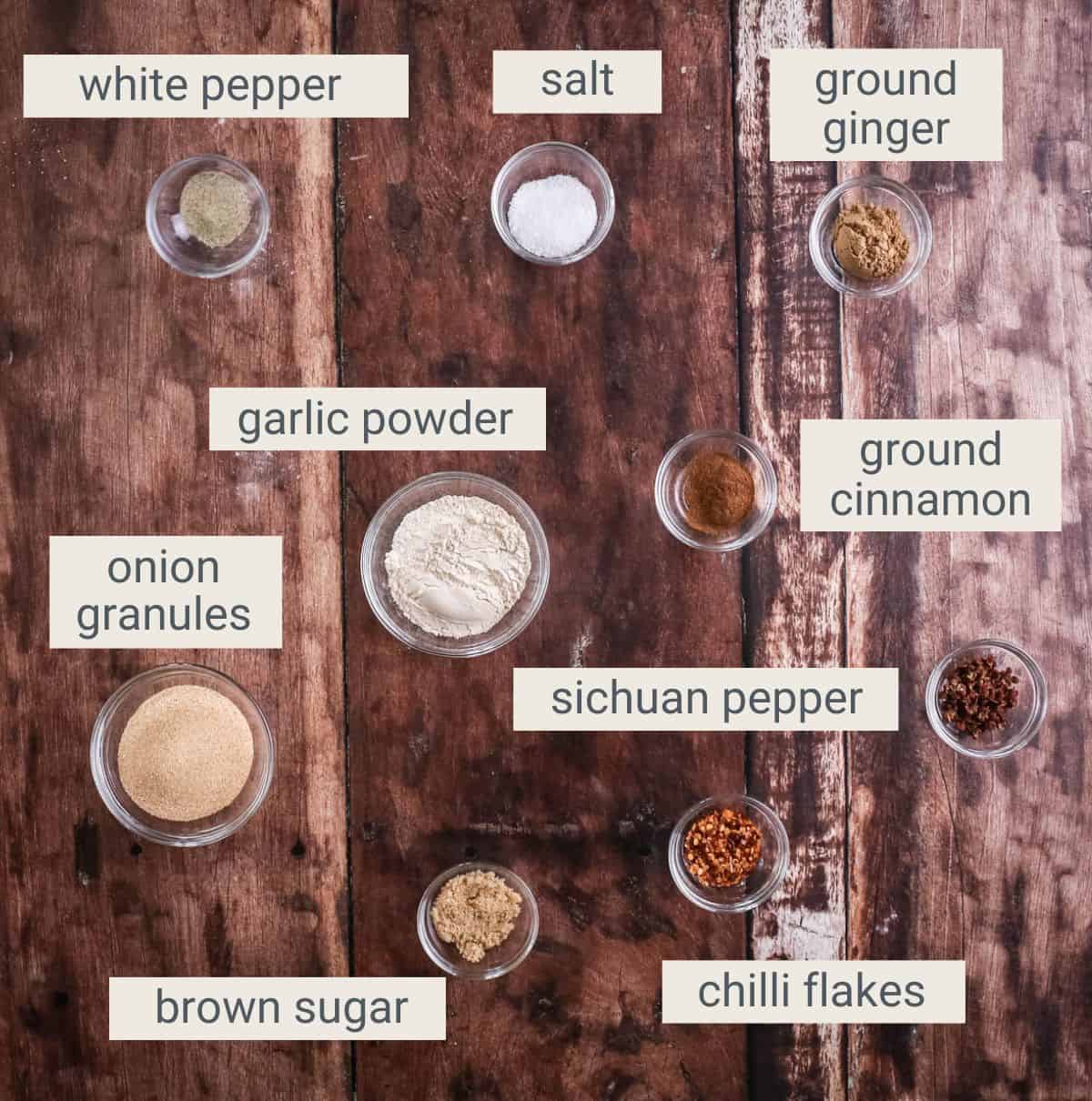Stir Fry Seasoning ingredients on a table.