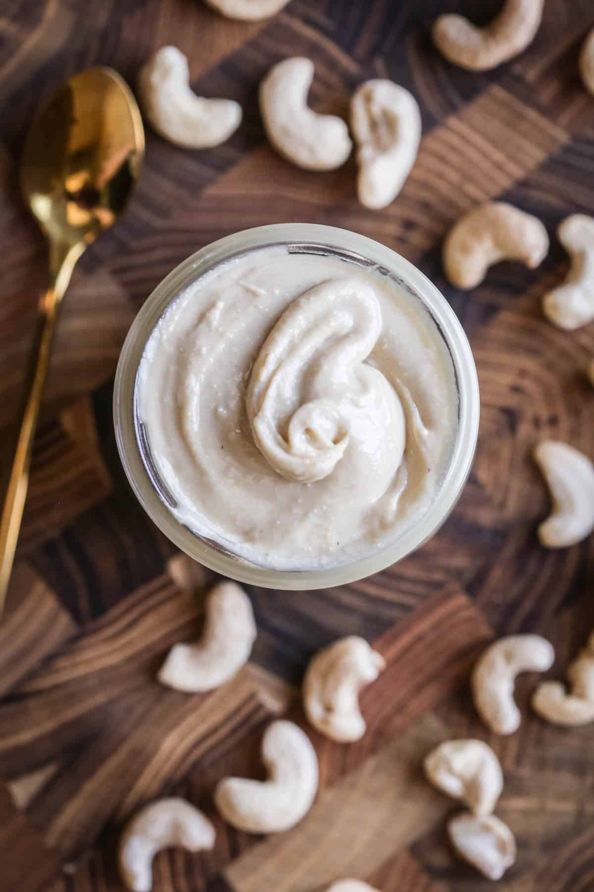 Creamy cashew butter in a jar.