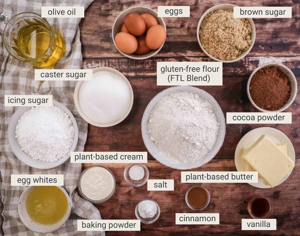 Gluten Free Smores Cake ingredients.