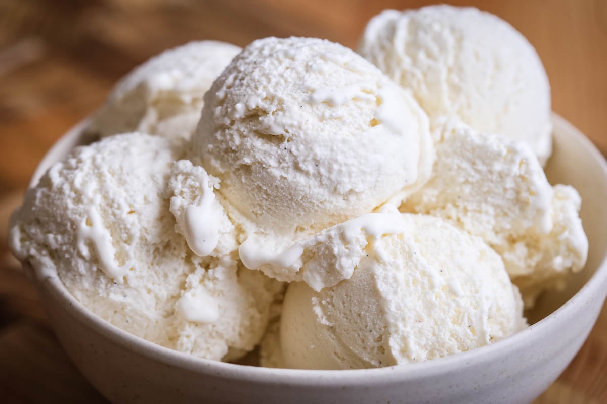 Vegan Ice Cream in a bowl showing creamy texture.