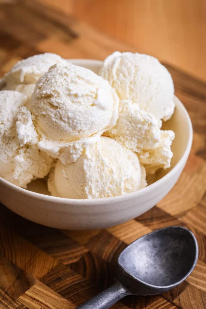 Vegan Ice Cream in a bowl showing creamy texture.