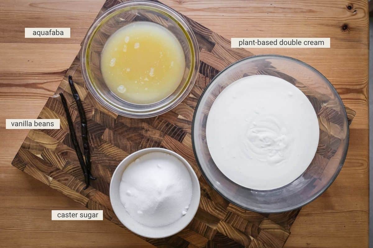 Vegan Vanilla Ice Cream ingredients on a table.