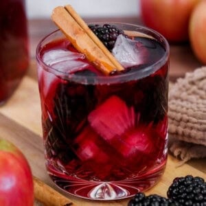 Homemade Blackberry Apple Crumble Vodka in a glass.