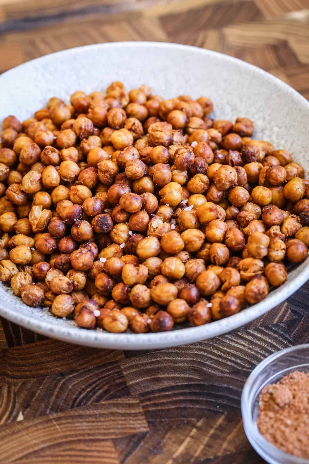 Homemade Roasted Chickpeas in a serving bowl.