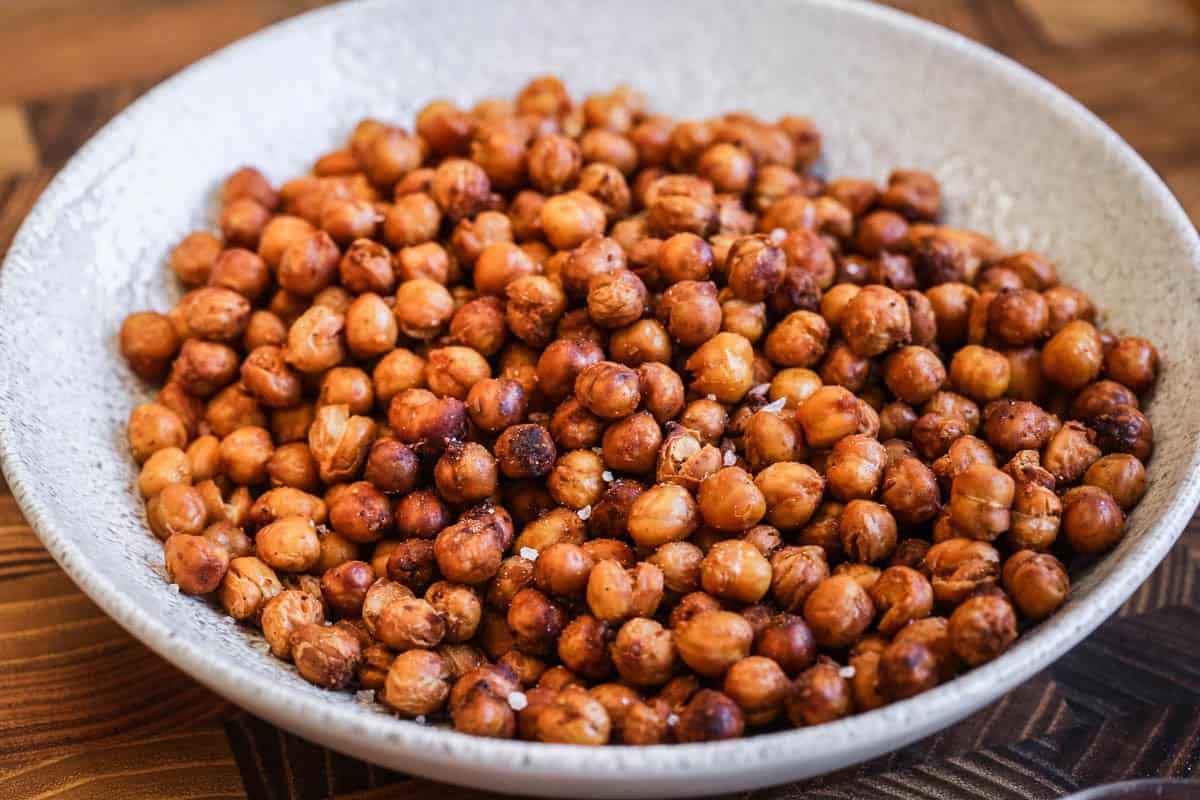 Homemade Roasted Chickpeas in a serving bowl.