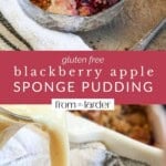 Gluten-Free Blackberry Apple Sponge Pudding Pin image.