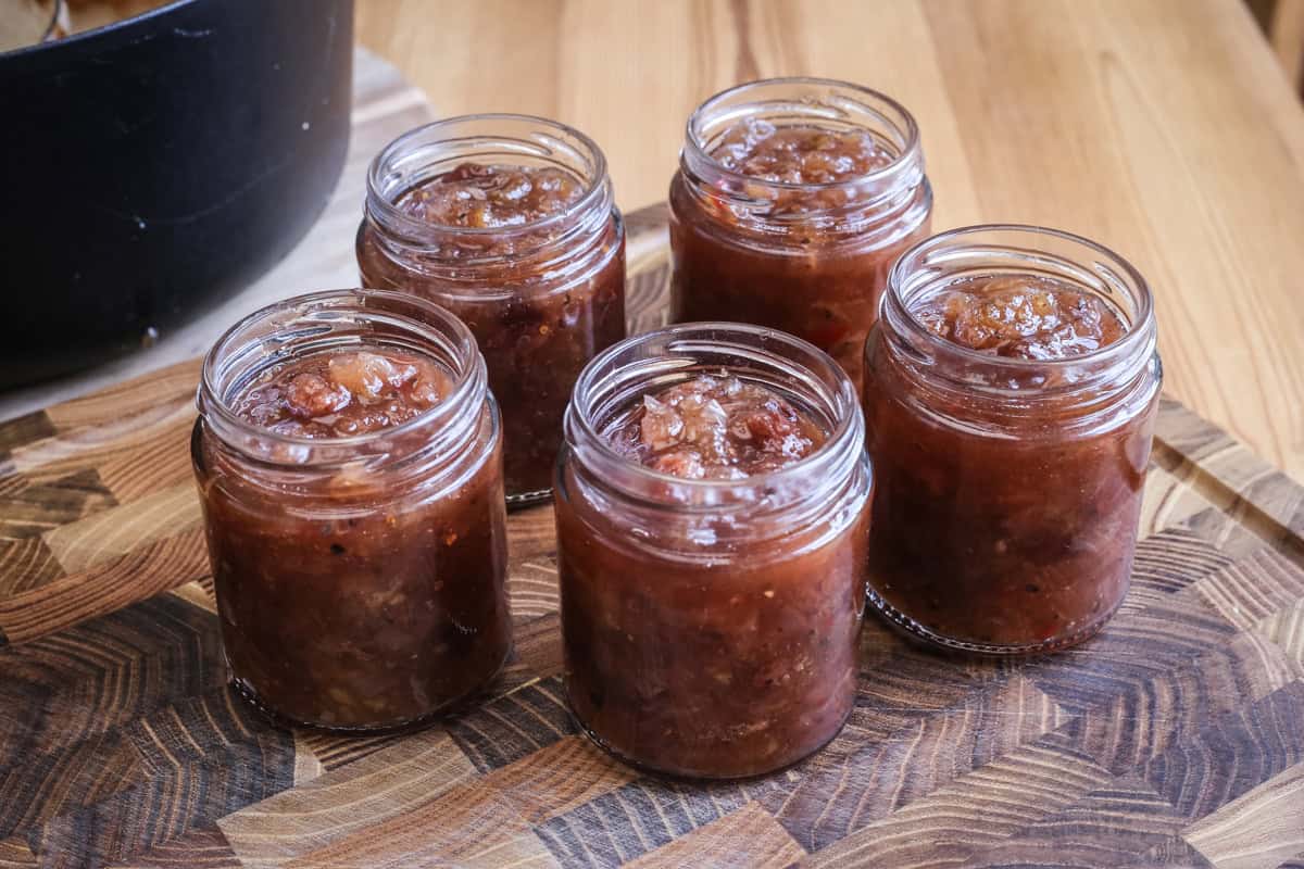 Jars of chutney.