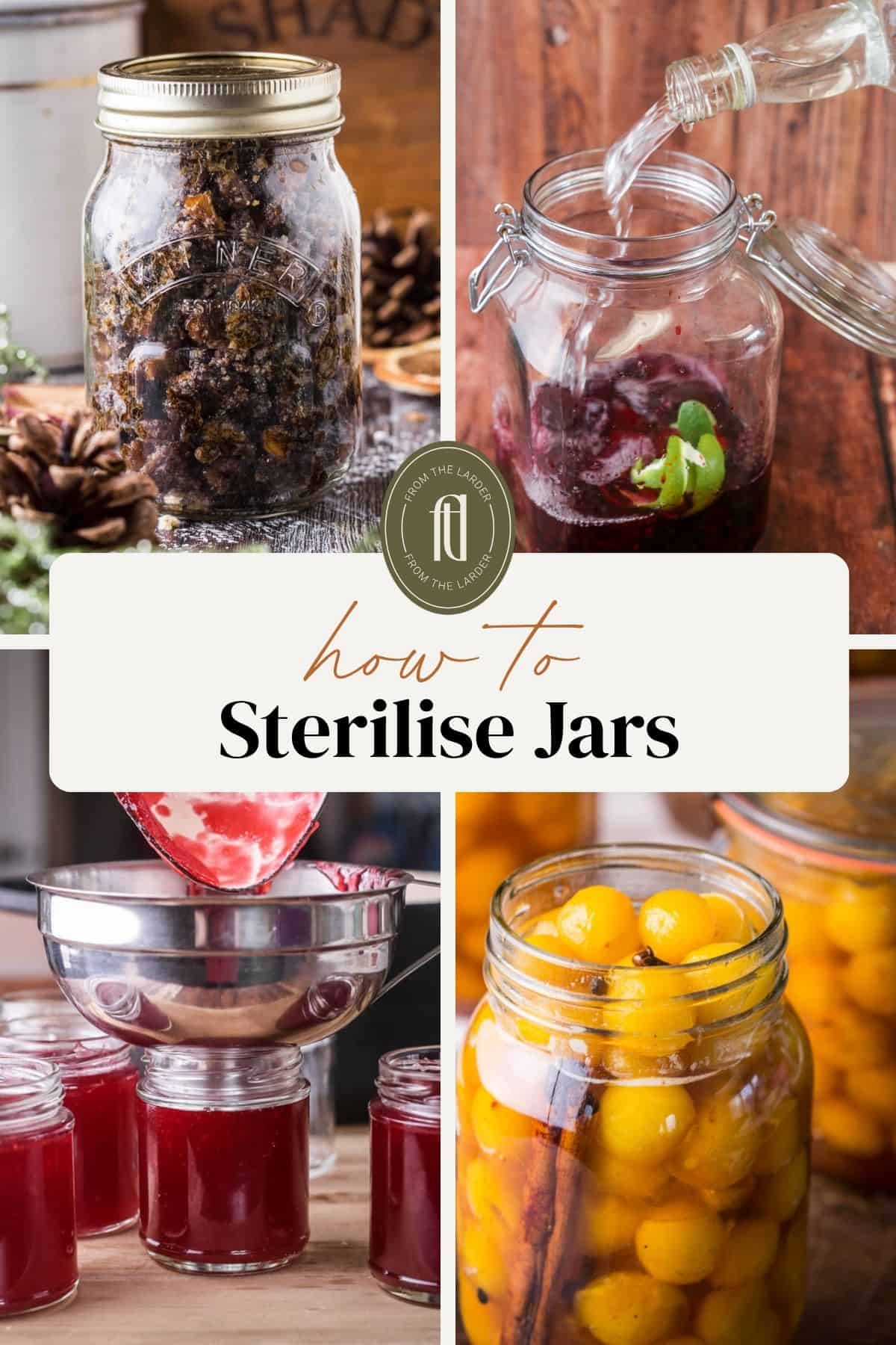 How to Sterilise Jars for Preserves Pinterest Image.