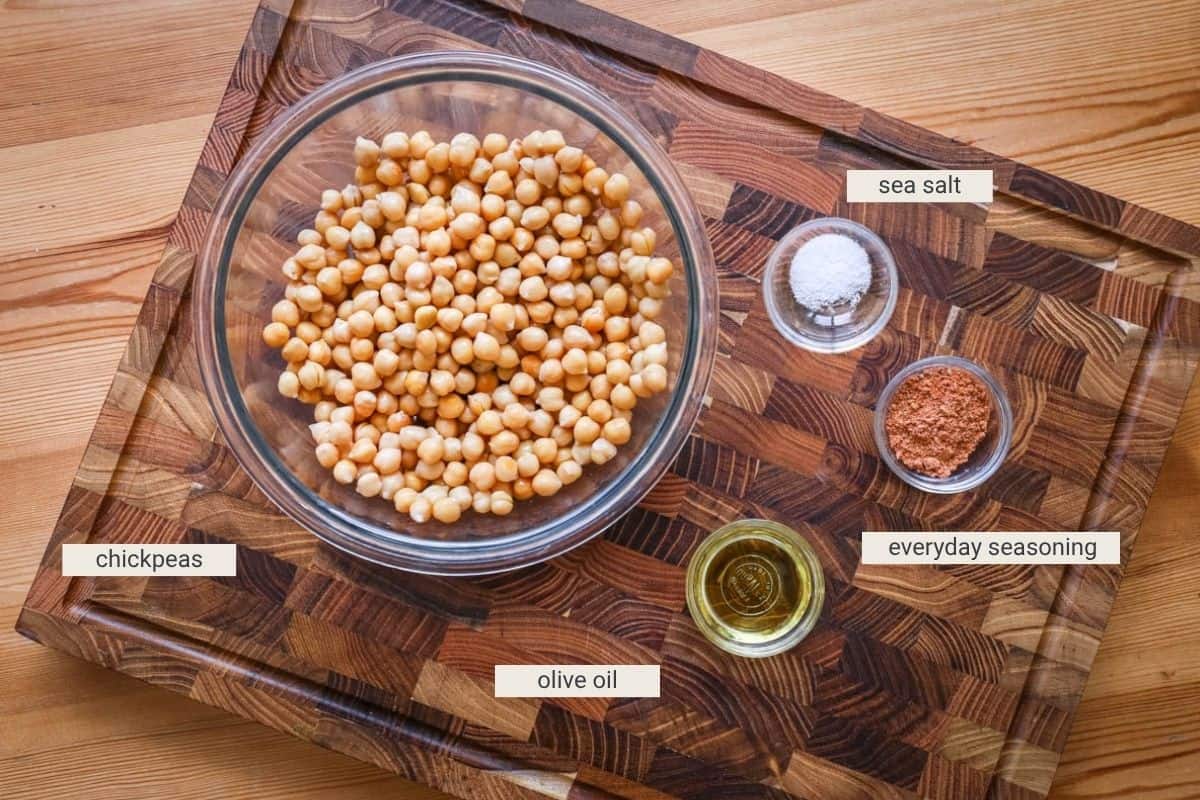 Roasted Chickpeas ingredients on a table.