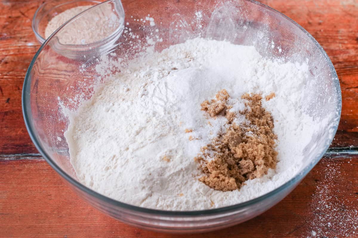 Flour mixed with sugar and salt.