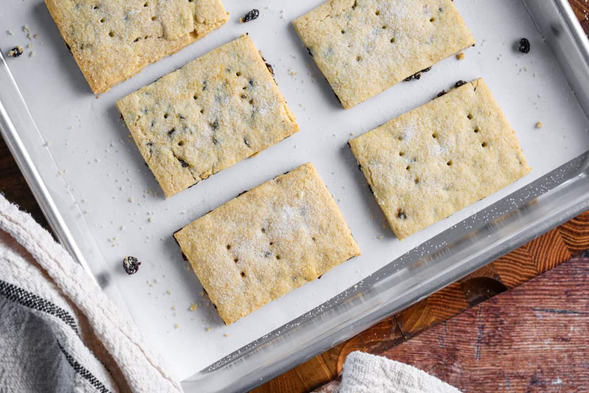 Gluten Free Garibaldi Biscuits on baking tray.