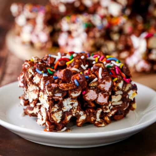 Gluten-Free Popcorn Rocky Road on a plate.